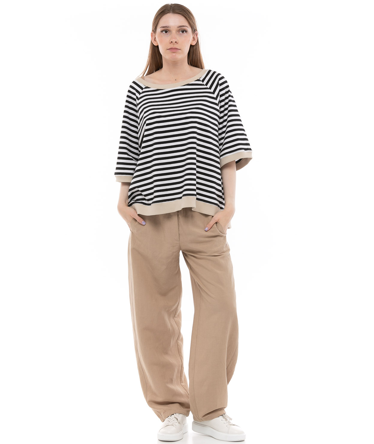 Reglanowa bluzka w paski oversize